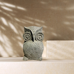 Owl natural stone statue 30 cm
