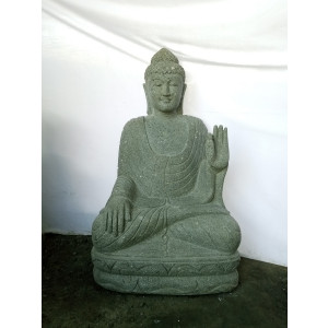 Seated buddha volcanic rock outdoor statue meditation pose 1 m