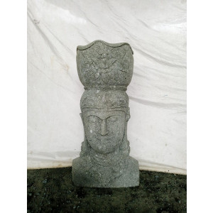 Statue extérieur pot déesse balinaise en pierre volcanique 80 cm