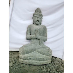 Statue zen en pierre bouddha position priere jardin 1 m