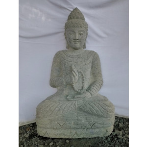 Stone Buddha Zen garden statue in offering position with rosary 1 m